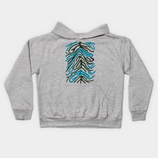 Zebra Print - Blue and Forest Green Kids Hoodie